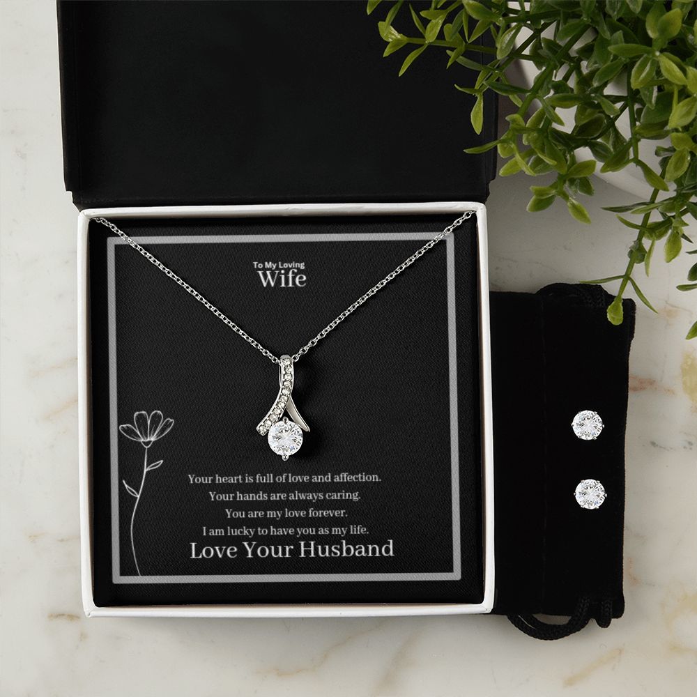 To My Loving Wife Alluring Beauty + Clear CZ Earrings