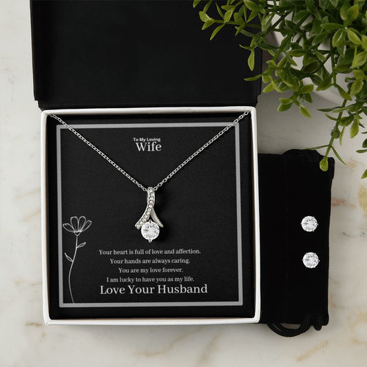 To My Loving Wife Alluring Beauty + Clear CZ Earrings