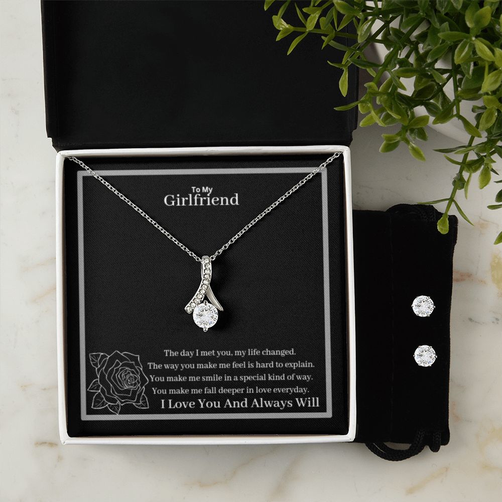 To My Girlfriend Alluring Beauty + Clear CZ Earrings
