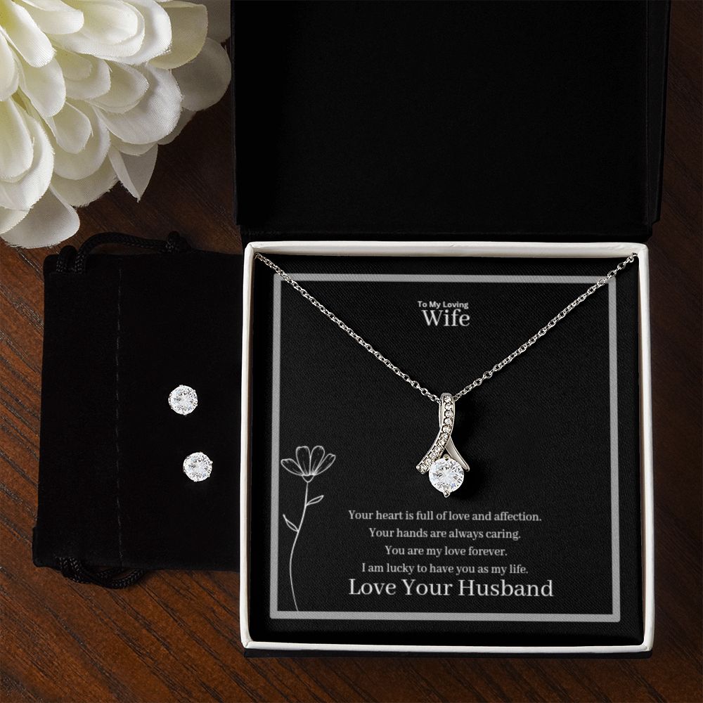 To My Loving Wife Alluring Beauty + Clear CZ Earrings