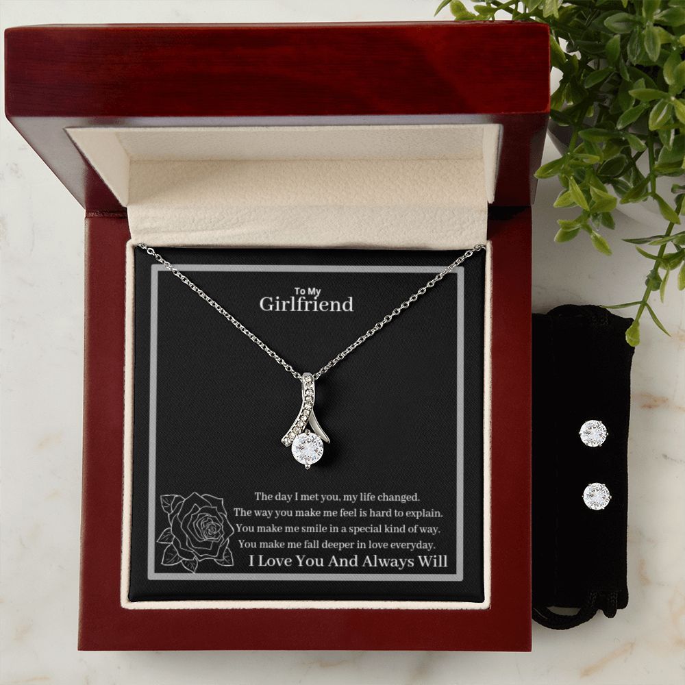 To My Girlfriend Alluring Beauty + Clear CZ Earrings
