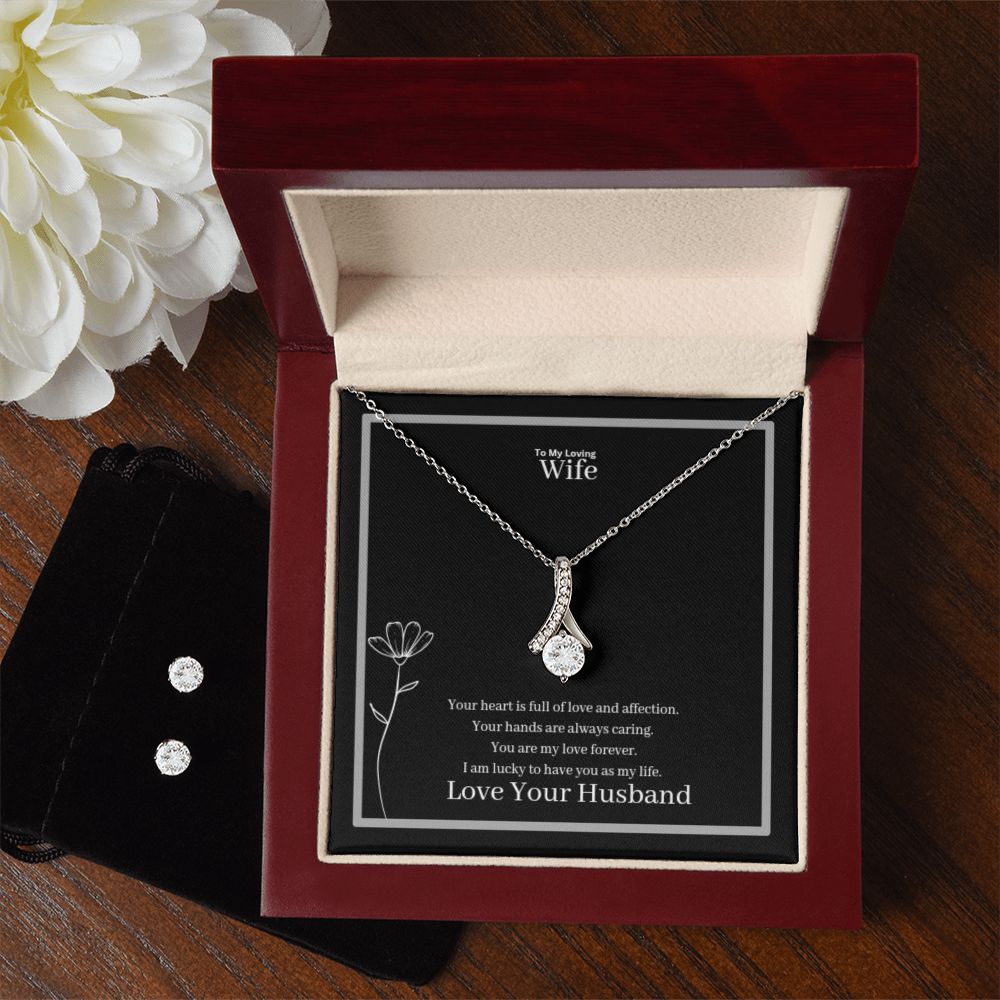 To My Loving Wife Alluring Beauty + Clear CZ Earrings